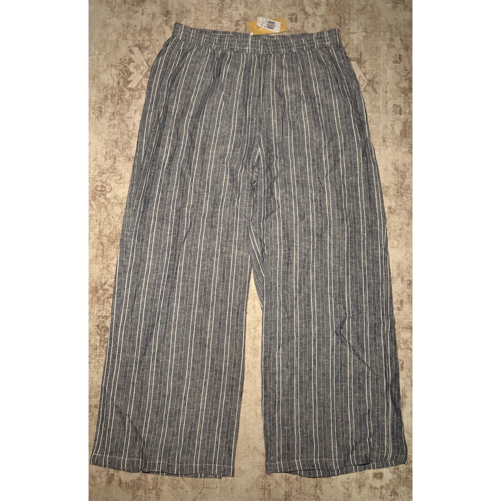 Linda Anderson Blue Striped Pants with Lurex Size L NWT